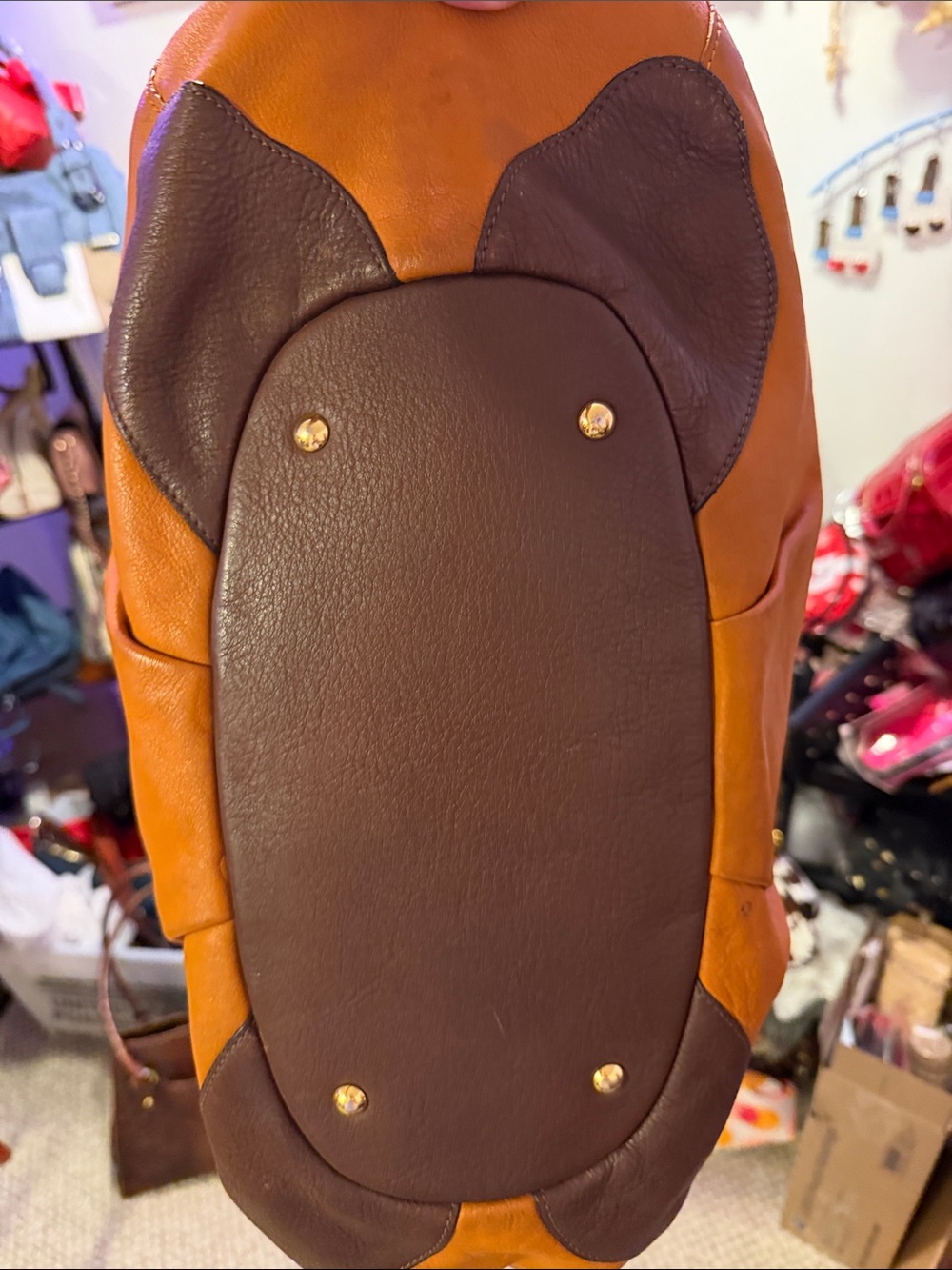 MCM - Cognac and Dark Brown Leather Tote - Picture 4 of 4
